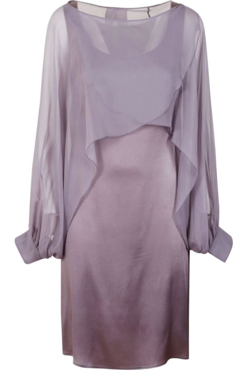 Fashion for Women Alberta Ferretti Puff Sleeved Draped Satin Slip Dress