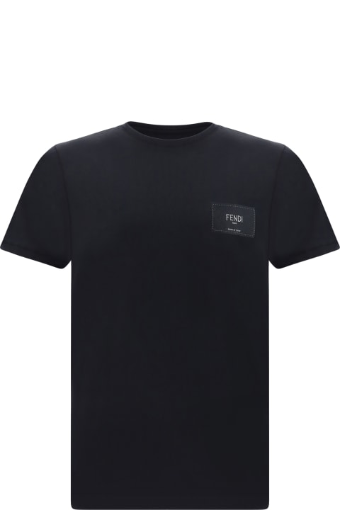 Topwear for Men Fendi T-shirt With Leather Logo Patch
