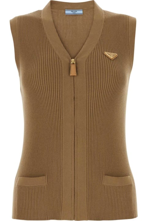 Clothing for Women Prada Camel Cotton Vest