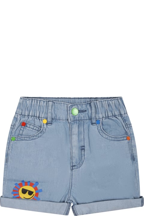 Stella McCartney Kids Kids Stella McCartney Kids Denim Shorts For Baby Boy With Multicolor Sun