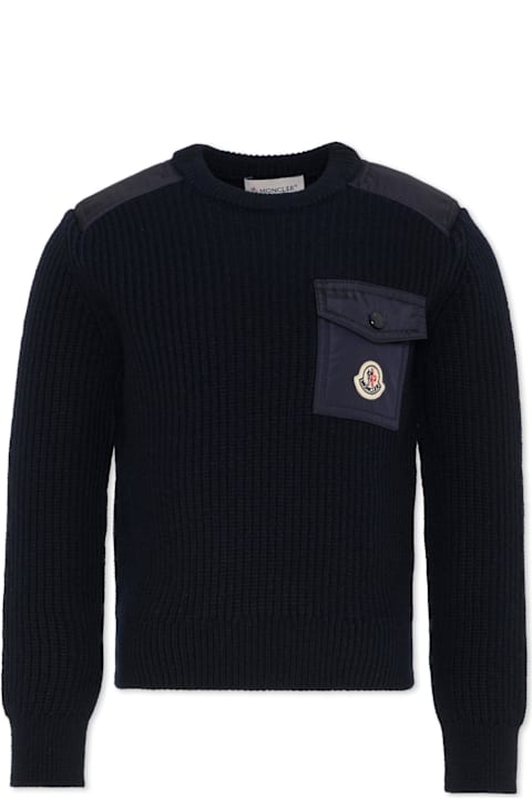 Homeware Moncler Blue Sweater For Boy With Logo
