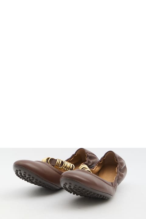 Homeware Tod's Ballet Flats With Decorative Rings On The Front In Leather