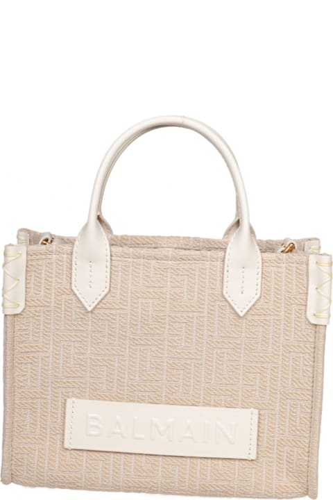 Homeware Balmain Balmain Small B-army Jacquard Canvas Tote Bag, Natural Color