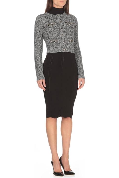 Elisabetta Franchi سترات لـ السيدات Elisabetta Franchi Embroidered Bouclé Cropped Cardigan