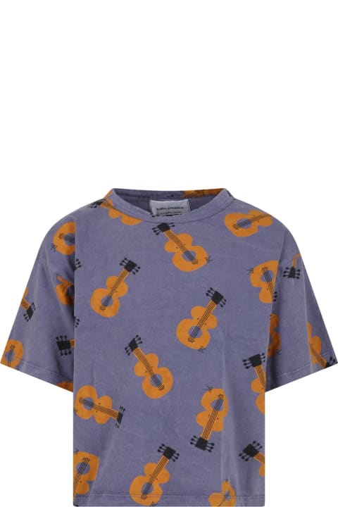 Bobo Choses Topwear for Boys Bobo Choses Purple T-shirt For Kids With Guitars