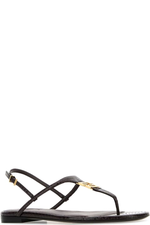 Fendi Sandals for Women Fendi Chocolate Leather Fold Thong Sandals