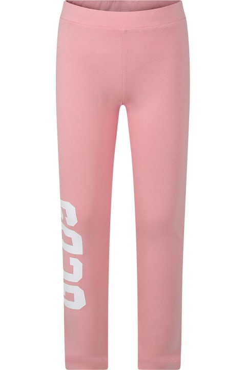 GCDS Mini ملابس تحتية لـ بنات GCDS Mini Pink Leggings For Girl With Logo