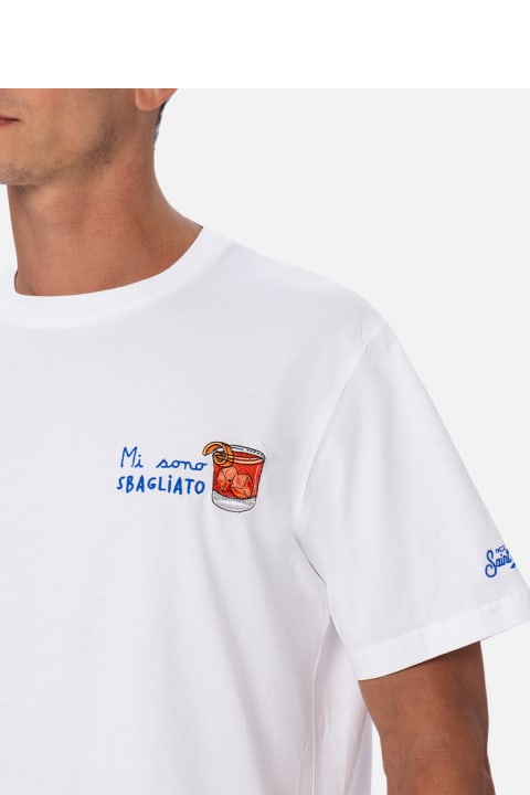 Homeware MC2 Saint Barth Man Classic Fit Cotton Jersey T-shirt Portofino With Mi Sono Sbagliato Embroidery