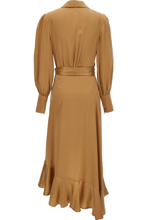 Zimmermann Dresses for Women Zimmermann Midi Asymmetric Beige Dress With Belt In Silk Woman
