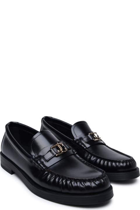Flat Shoes for Women Jimmy Choo Black Leather Loafers