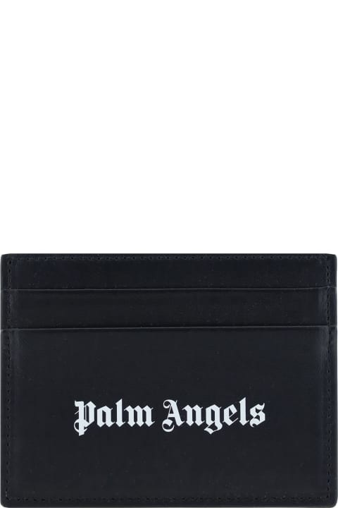 Palm Angels Wallets for Men Palm Angels Black Calf Leather Card Holder
