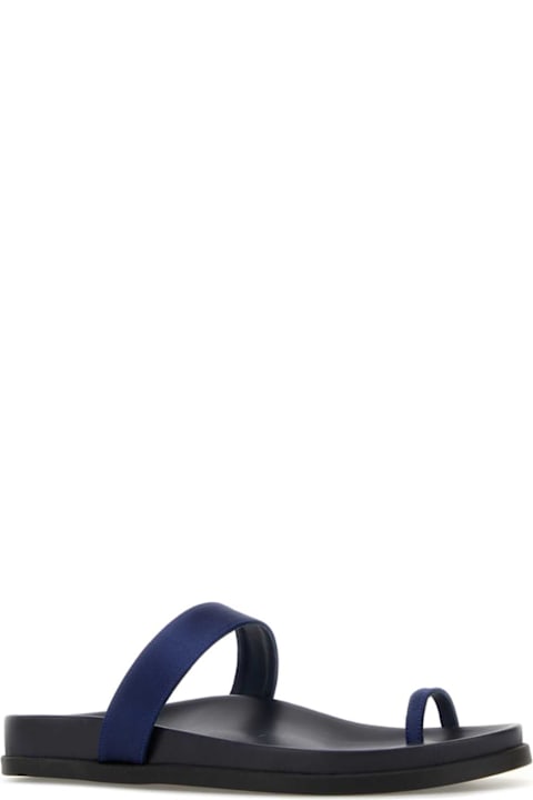 Ancient Greek Sandals for Men Ancient Greek Sandals Dark Blue Satin Thalia Thong Slippers