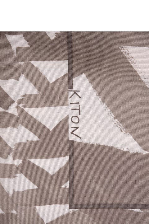Kiton Scarves & Wraps for Women Kiton Taupe Printed Silk Scarf