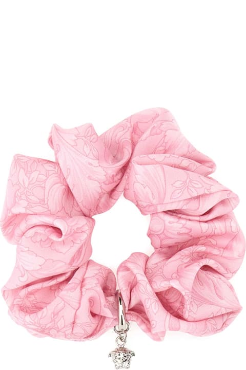 Versace Hair Accessories for Women Versace Pink Satin Scrunchie