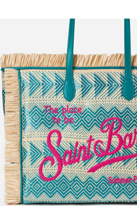 ウィメンズ新着アイテム MC2 Saint Barth Vanity Straw Bag With Embroidery And Geometric Pattern