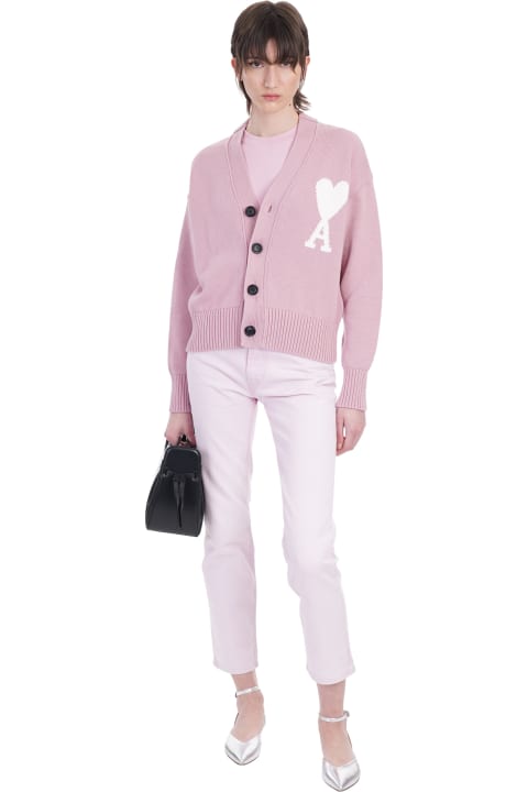 Cardigan In Rose-pink Cotton