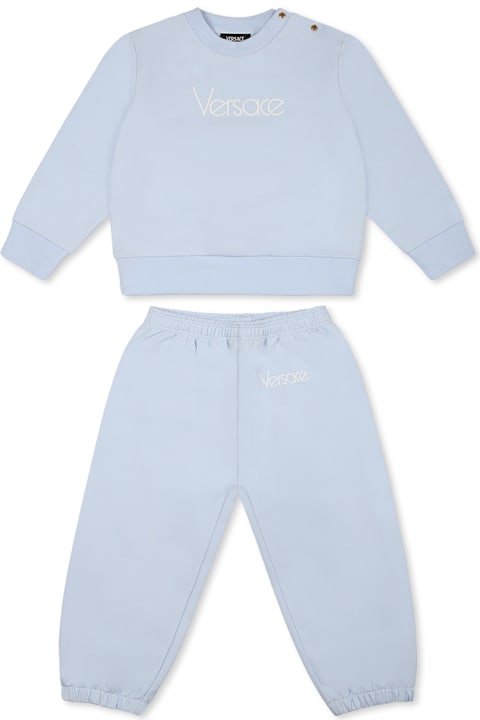Fashion for Baby Girls Versace Light Blue Suit For Baby Boy With Logo