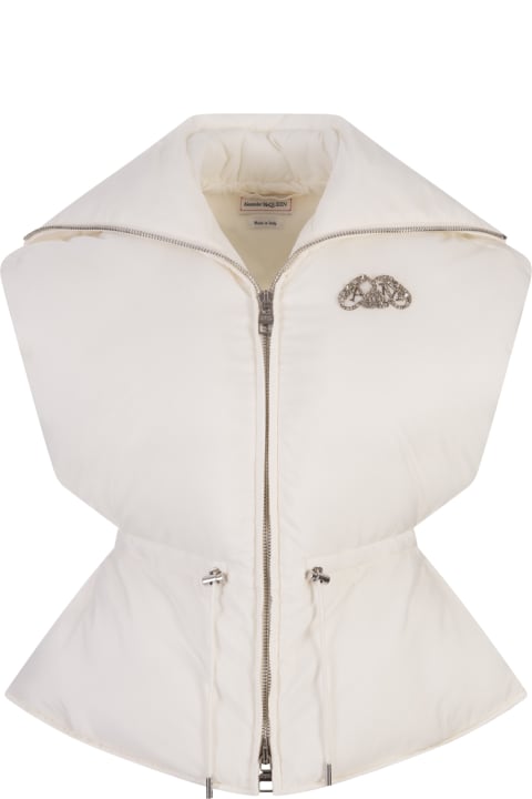 Alexander McQueen Coats & Jackets for Men Alexander McQueen White Padded Gilet With Logo Application