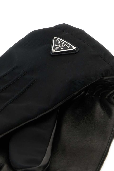 Gloves for Men Prada Black Nylon And Nappa Leather Gloves