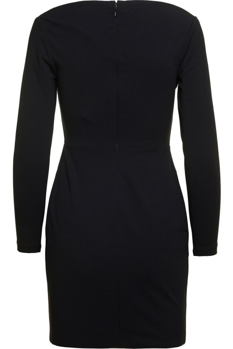 ウィメンズ Solace Londonのワンピース＆ドレス Solace London Black ' Uma' Mini Dress With Long Sleeves And U-neck In Polyester Woman