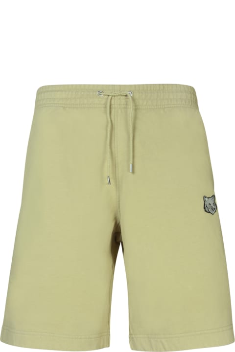 آخر صيحات الموضة من القسم الرجالي Maison Kitsuné Bold Fox Head Beige Shorts