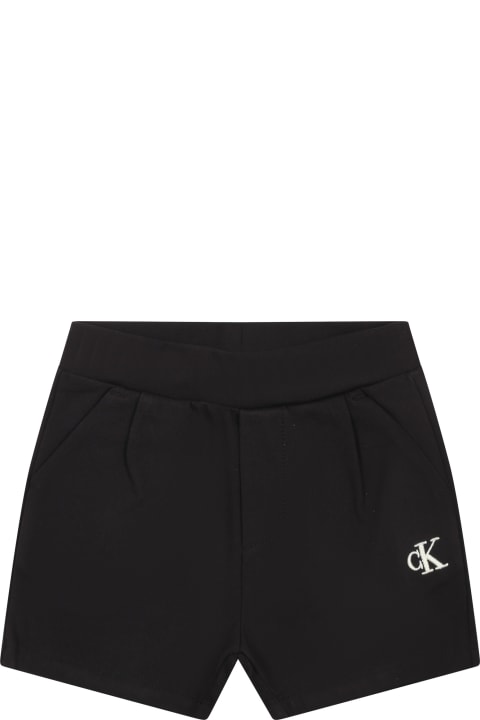 ベビーボーイズ Calvin Kleinのボトムス Calvin Klein Black Sports Shorts For Baby Boy With Logo