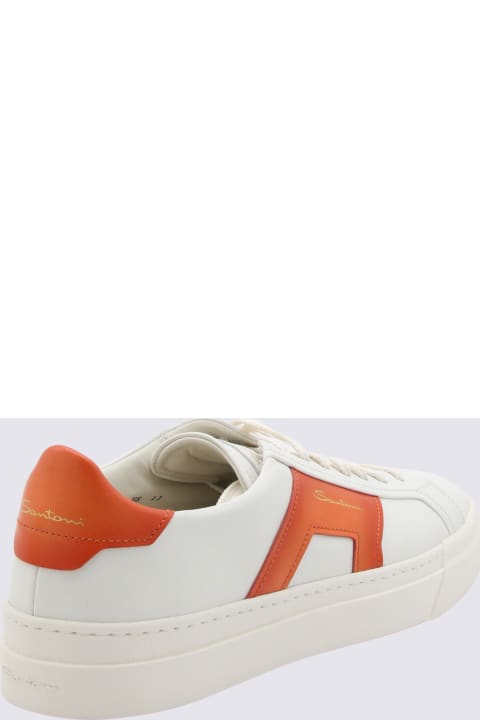 Fashion for Women Santoni White And Orange Leather Sneakers