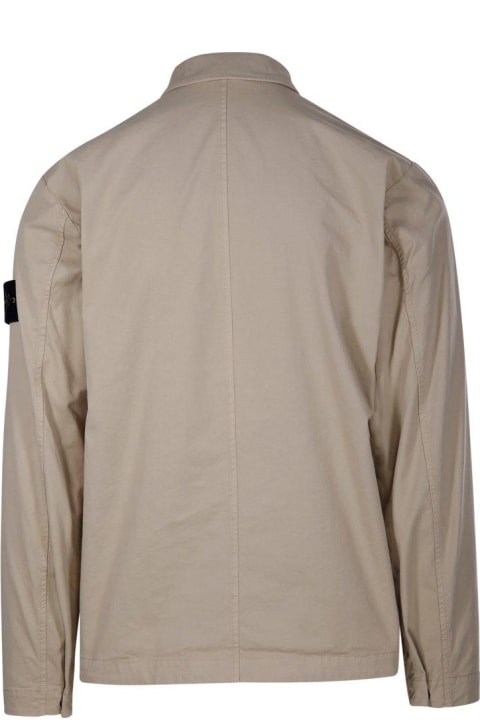 Stone Island Clothing for Men Stone Island Logo Patch Collared Shirt Jacket
