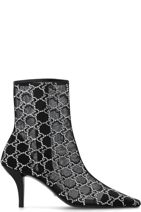 ウィメンズ Gucciのブーツ Gucci Gg Crystals-embellished Pointed-toe Ankle Boots