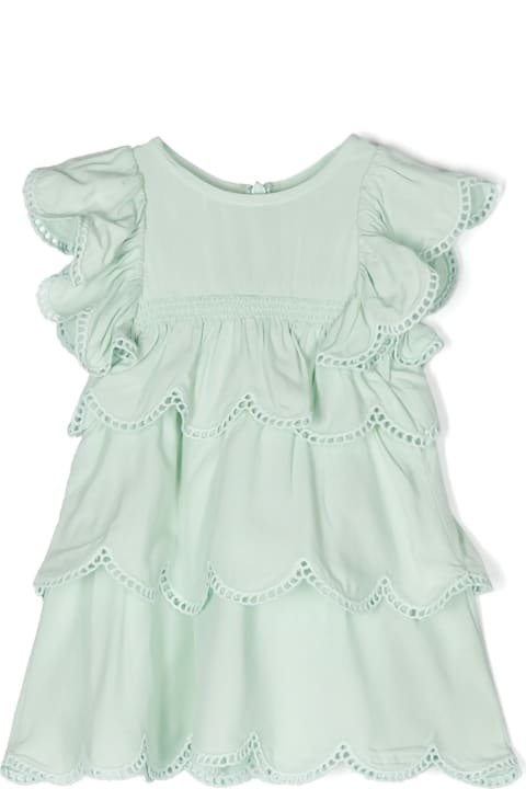 Bodysuits & Sets for Baby Girls Stella McCartney Kids Green Ruffle Dress With Scalloped Hem