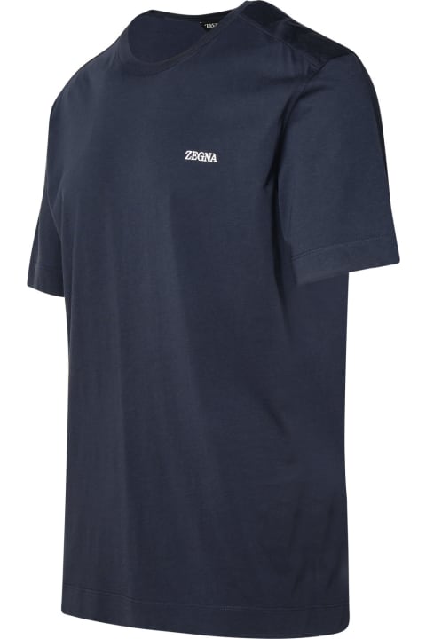 Zegna Men Zegna Blue Cotton T-shirt