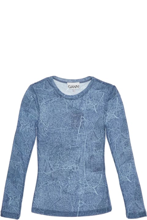 Ganni Topwear for Men Ganni Long-sleeved Denim Effect Top For