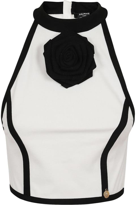Balmain for Women Balmain Rose-detailed Sleeveless Top