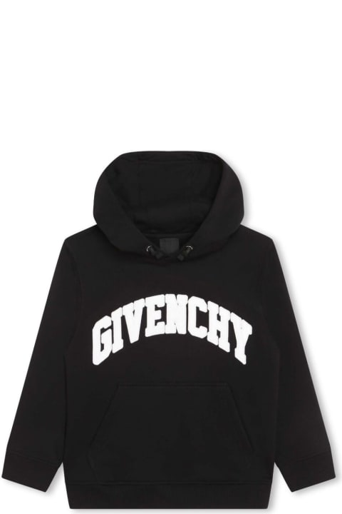 Givenchy for Boys Givenchy Black Hoodie And Contrasting Maxi Logo In Cotton Blend Boy