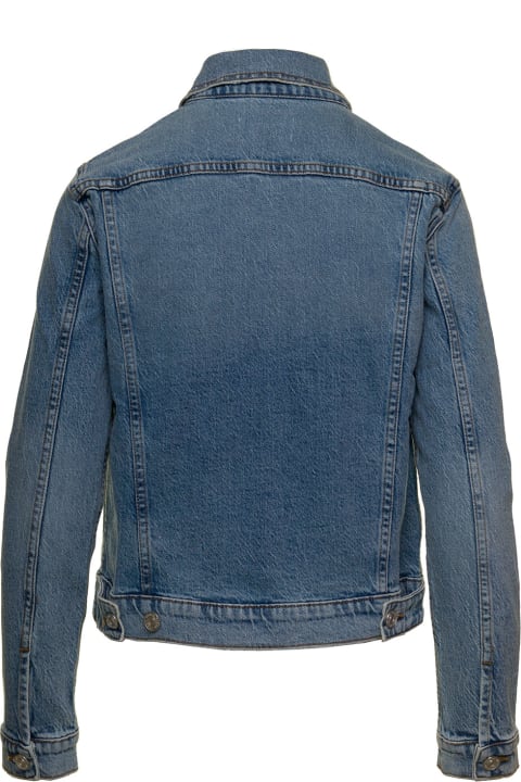 Fashion for Women Frame Light Blue Vintage Denim Jacket With Patch Pockets In Cotton Woman