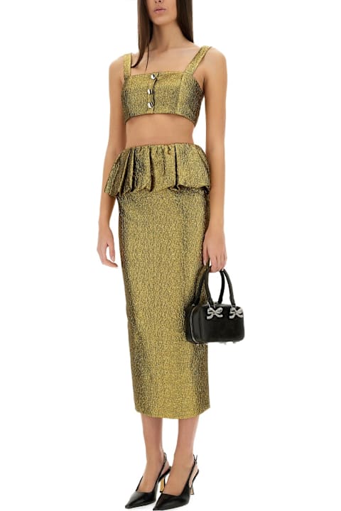 Homeware self-portrait Metallic Jacquard Midi Skirt