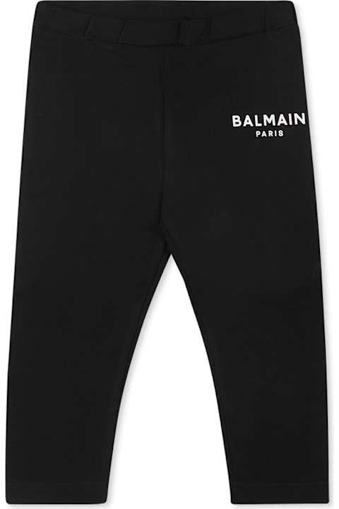 ベビーガールズ Balmainのボトムス Balmain Black Leggings For Baby Girl With Logo