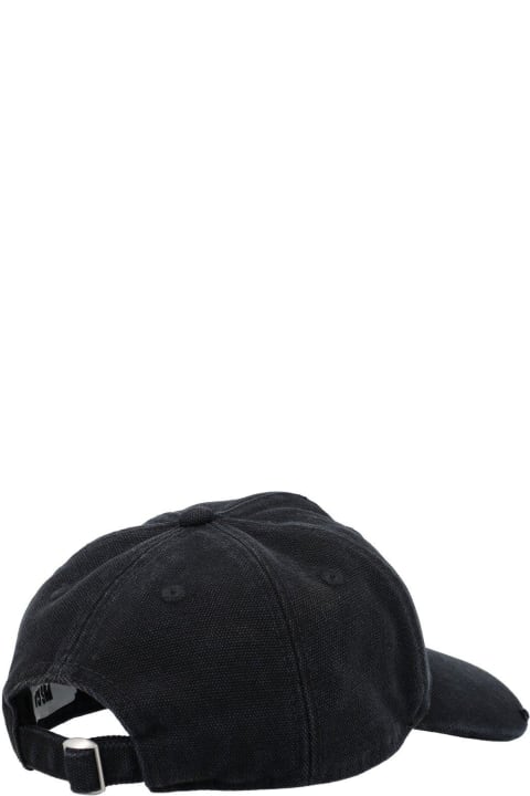 Hats for Men MSGM Logo Embroidered Distressed Baseball Cap
