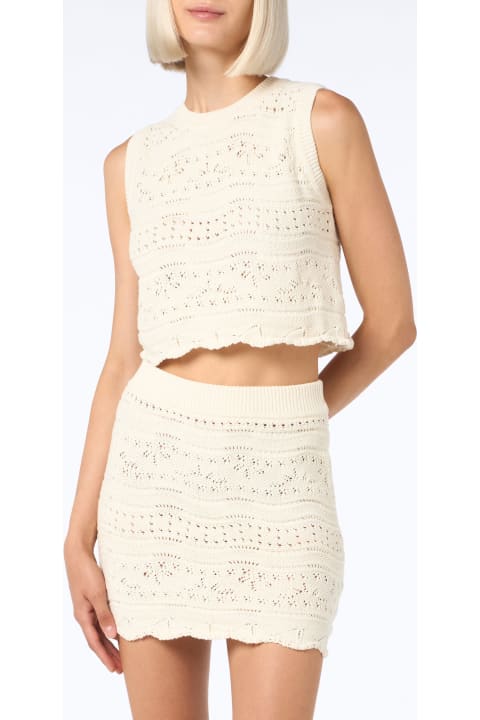 MC2 Saint Barth Clothing for Women MC2 Saint Barth Woman Sleeveless Cotton Knit Top Peach