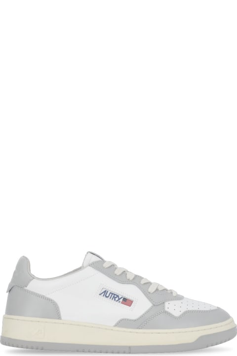 ウィメンズ スニーカー Autry Grey And White Two-tone Leather Medalist Low Sneakers