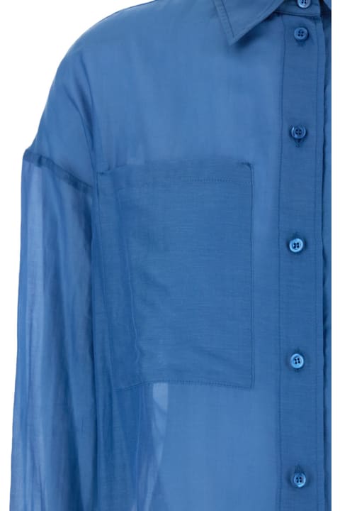 ウィメンズ SEMICOUTUREのトップス SEMICOUTURE Blue Shirt With Pockets In Cotton Woman