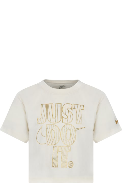 Nike T-Shirts & Polo Shirts for Girls Nike Ivory T-shirt For Girl With Writing