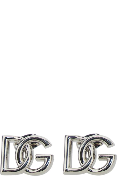 Earrings With Dg Logo In Silver Plated Brass Woman