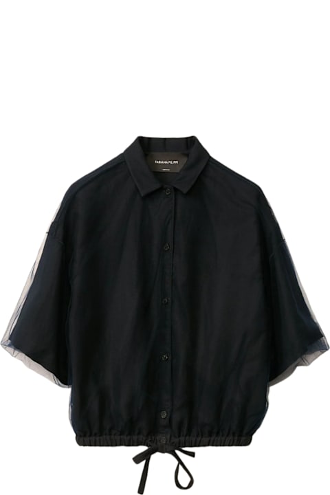Coats & Jackets for Women Fabiana Filippi Midnight Blue Linen And Viscose Shirt