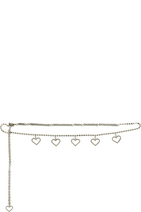 Alessandra Rich Belts for Women Alessandra Rich Crystal Belt With Heart Pendants