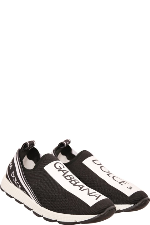 Dolce & Gabbanaのボーイズ Dolce & Gabbana Black Sneaker With White And Black Logo