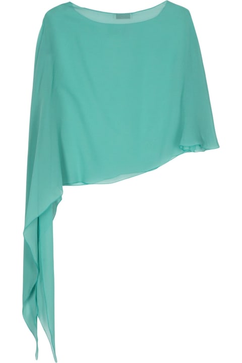 Antonelli Coats & Jackets for Women Antonelli Aqua Green Asymmetric Silk Blouse