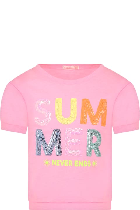 Fashion for Kids Billieblush Pink T-shirt For Girl With Sequins