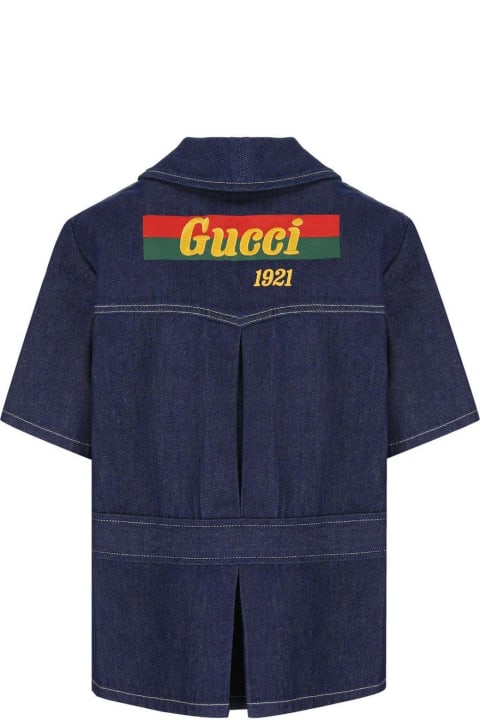 Homeware Gucci Logo Printed Denim Shirt