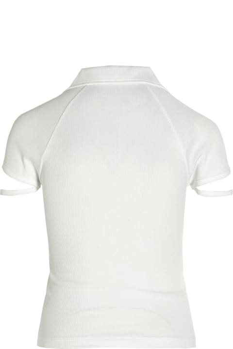 Cutout Ribbed Polo Shirt